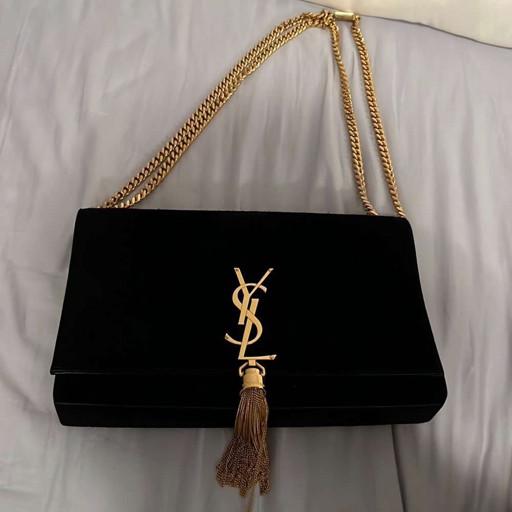 YSL BLACK SUEDE MONOGRAMMED